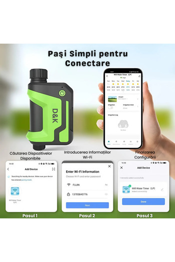 D&K WONDER Programator Irigare/Udare Grădină WiFi Bluetooth Tuya Smart, Timer Gazon Sere Spații Verzi, Profi