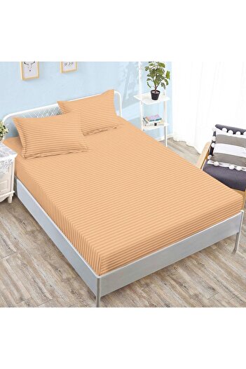 Pucioasa Double-sided bed cover in peach polycotton damask for mattresses 160x200 and 180x200