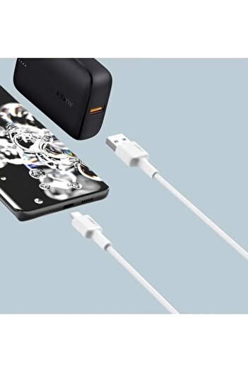 AUKEY Braided Nylon Sync & Charge USB‑A to USB‑C Cable – 0.9 m (CD30, White)