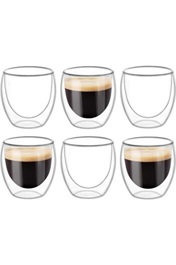 Generic Double-Walled Glass Coffee Mugs (4 Pieces) 150 ml