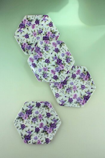 Bursa Porselen Dekor Viola 4 Pieces Porcelain Dessert / Cookie Plate