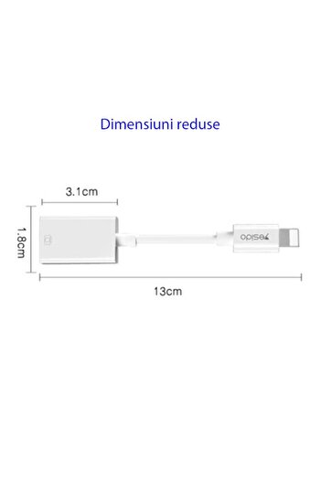 Bibilel Adapter Lightning to OTG USB 2.0, 5Gbps, 13 cm, White