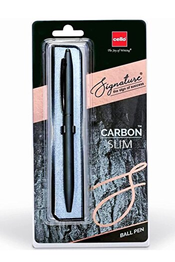 CELLO Signature Carbon Slim Ball Pen Blue Ink