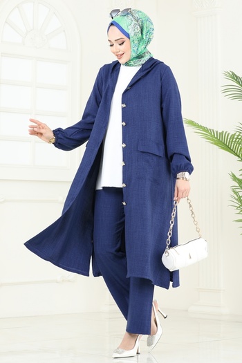 ModaMerve Front Button Suit 145Hbs856-Ms Navy