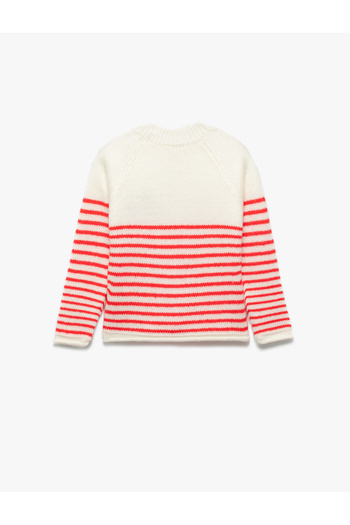 Koton Long Sleeve Crew Neck Openwork Striped Knitwear Sweater