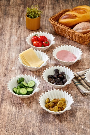 Cooker Set of 6 White Porcelain Jam Bowls 12.9X12.7 cm