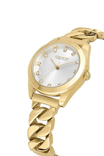Dice Kayek Dk.1.Ag1415.04 Stone Design Steel Cord Steel Case 5 Atm Water Resistant Gold Color Women