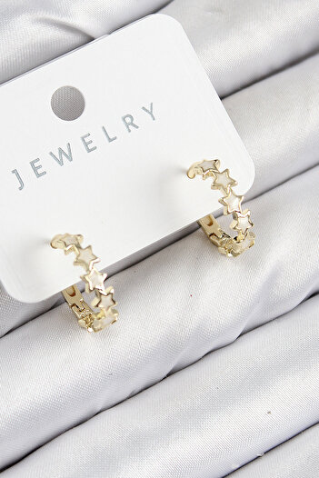 SeyCey.co Brass Zircon Stone Star Model Gold Color Women's Earrings