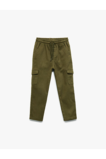 Koton Cargo Pocket Tie Waist Cotton Trousers