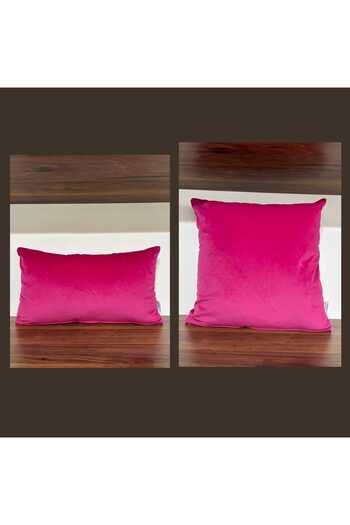 KIRLENTİM 2-Piece-Plain Fuchsia Velvet Filled Throw Pillow