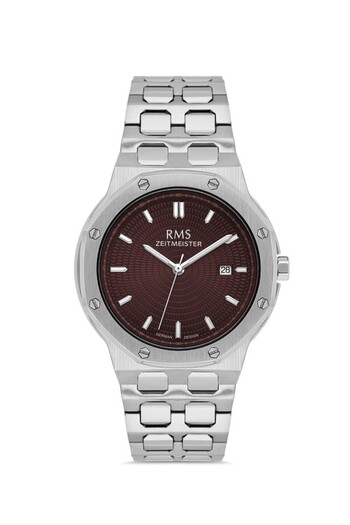 RMS Zeitmeister Rms.1.Ag2052.05 Crystal Glass Steel Cord Steel Case 5 Atm Water Resistant Metallic R