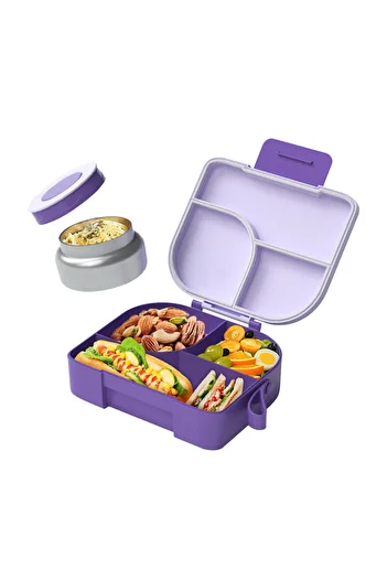 esabela Jar Lunch Box for Kids, Multi-Compartment, Leakproof, Insulated, Food Organizer, Bento for School