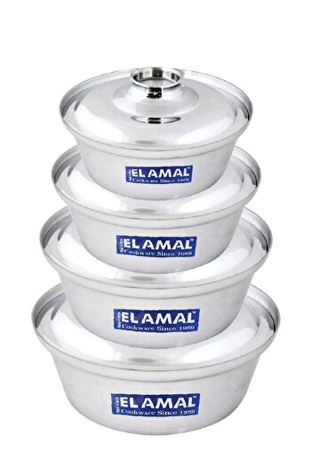 ELAMAL Aluminum Pots Set of 4 - Sizes 16cm, 18cm, 20cm, 22cm