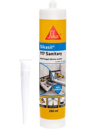 Sika - مانع تسرب سيليكوني أسيتوكسي مضاد للفطريات للاستخدامات الصحية - سيكاسيل-١١٧ أبيض صحي -