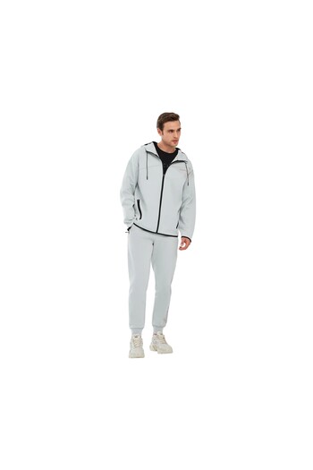 SKECHERS Ανδρικό φούτερ με φερμουάρ, γκρι φερμουάρ, S241035-035