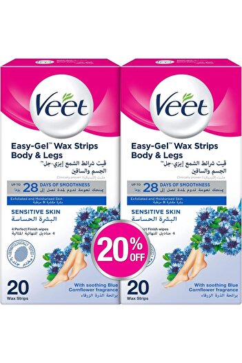 Veet Sensitive Skin Wax Strips, Pack of 20 - From Cold Wax