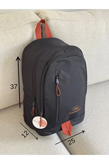 BAGLOVİS Waterproof Medium Size Black Backpack with Three Pockets En25 Boy37