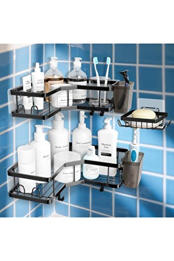 Generic Zuooiec Corner Shower Caddy 3 Pack,Black Rust-Resistant Adhesive Shower Shelf No Drilling,Bathroom