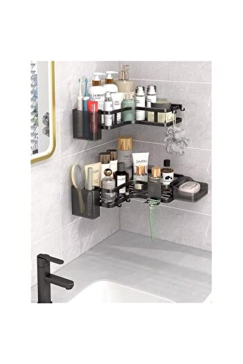 Generic UrbanEssentia 6-Piece Shower Caddy Shelf Set – Stainless Steel Bathroom Organizer & Storage Rack, N