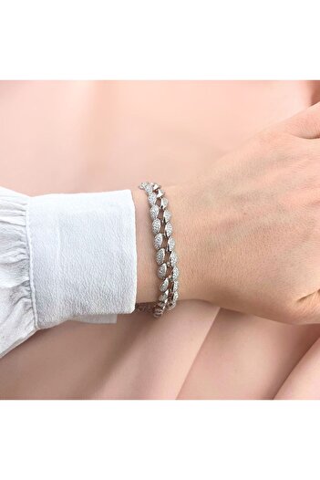 Bijuteria SORELLY Bratara Argint Cuban Link cu Pietre Zirconia