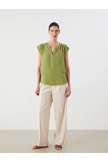 LC Waikiki Lcwaikiki Classic Green Cowl Neck Blouse