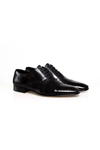 FRANCO CALVANI Black Color Lace-Up Genuine Leather Men's Shoes