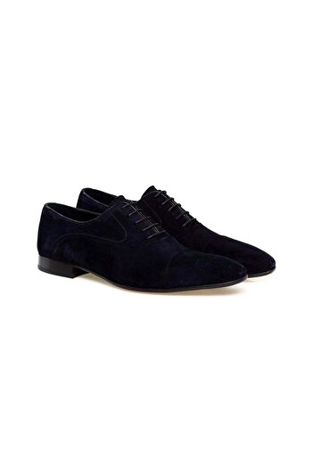 FRANCO CALVANI Navy Blue Color Laced Khaki Leather Suede Men's Shoes