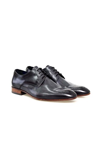 FRANCO CALVANI Dark Blue Color Laceless Genuine Leather Men's Shoes