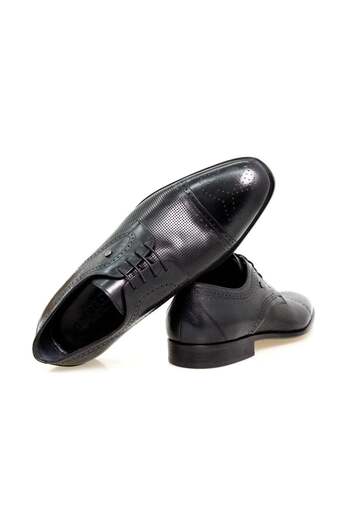 FRANCO CALVANI Black Color Lace-Up Genuine Leather Men's Shoes