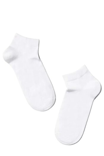 OEM Conte Elegant - Men's Short Cotton Socks, Esli 000 - White, Size 44-45