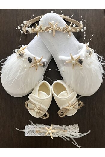 Stilo White Special Design Starfish Set of 4 Maternity Crown Slippers