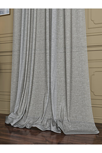 OnyxHome Foldet Linen Tulle Curtain Gray (1/3 Double Pile)