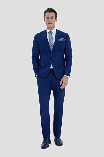 Sabri Özel Mono Collar Suit Navy Blue