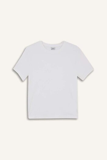 DeFacto Defactofit Standard Fit Crew Neck Sportsman Basic Plain Short Sleeve White T-Shirt D2296Ax25Sp