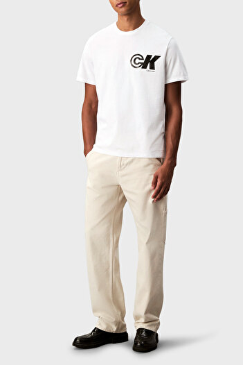 Calvin Klein Logo Printed Cotton Relaxed Fit Crew Neck t Shirt Lv04Rc835Gyaa Men's t Shirt Lv04