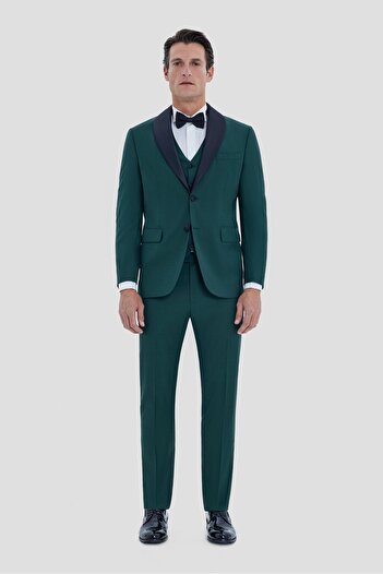 Sabri Özel Detachable Shawl Collar Smokim Suit Green