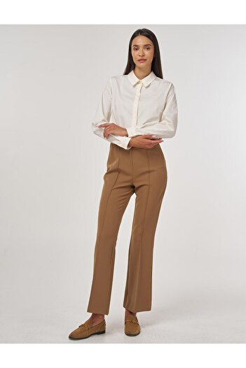 Kayra Flare Fit Grassed Trousers Dark Olive