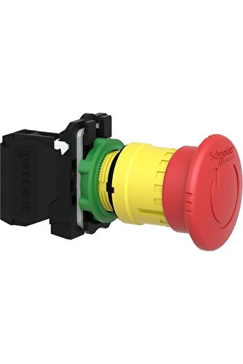 Schneider Electric red Ø40 Emergency stop, switching off pushbutton Ø22 latching turn release 1NC,