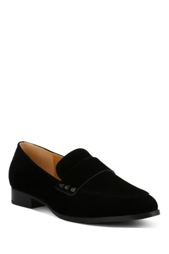 london Rag Studded Suede Loafers in Black