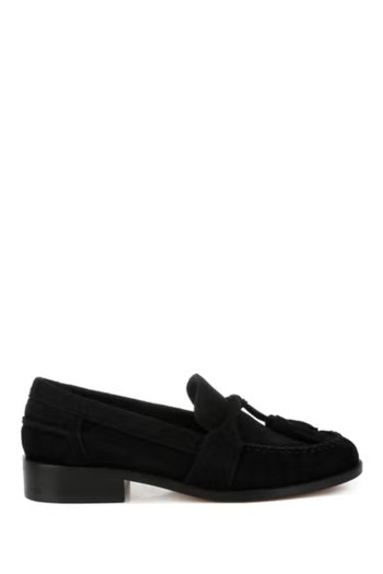 london Rag Women Tassels Detail Suede Loafers in Black