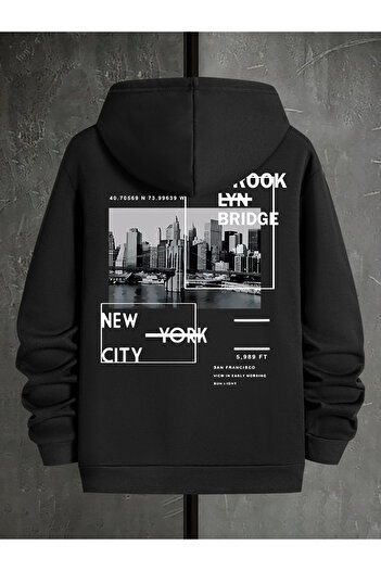 uyguntarz Unisex Brooklyn Bridge Printed Oversize Sweatshirt