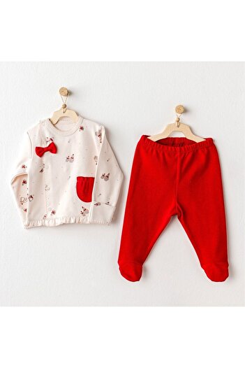 Budi Andywawa Ac25345 Penguin 2-Piece Baby Bodysuit Set Ecru