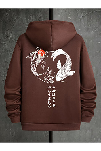 uyguntarz Unisex Ying & Yang εμπριμέ φούτερ μεγάλου μεγέθους