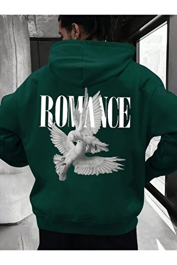 uyguntarz Unisex Romance Sirt Λεπτομερές εμπριμέ φούτερ Oversize