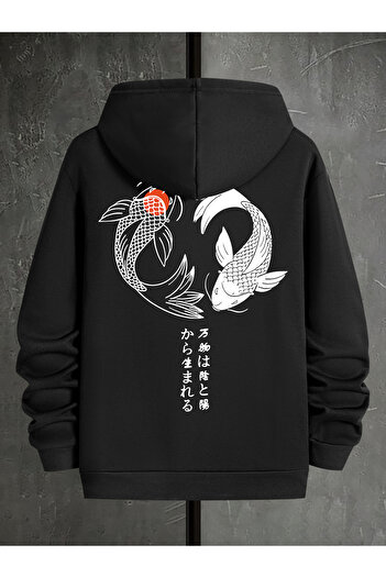 uyguntarz Unisex Ying & Yang Printed Oversize Sweatshirt