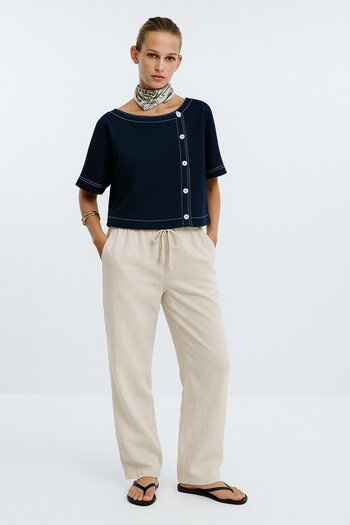 HAKKE Palazzo Rope Lace Linen Trousers