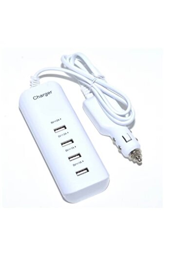 OEM Fast Car Charger Adapter, 4xUSB 20W with 1.2m Cable, White