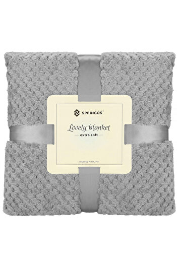 Springos fluffy blanket, 150x200cm, gray