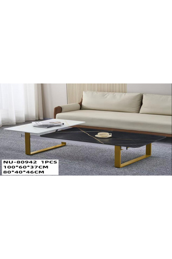 Türkiye Rectangular Tea Table with Sturdy Metal Frame, Simple Modern Industrial Wooden Coffee Table for Livi