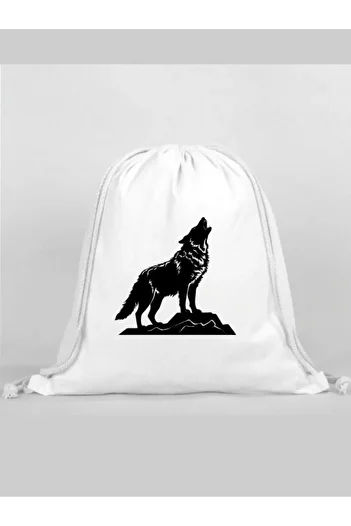 Özcan Tasarım Wolf Printed Backpack - Drawstring Sports Bag